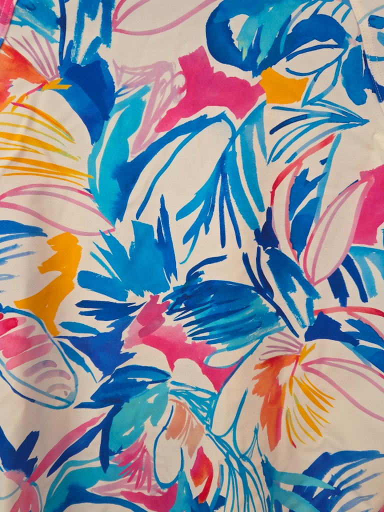 Venus Tropical Floral Long Sleeve Swim Top - White Blue & Pink Size Small Nwot — image 3 of 4